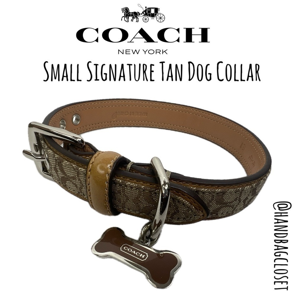 Coach Signature Light Brown Tan Leather Vintage Size S Small 11-13” Dog Collar
